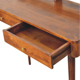 Artisan Furniture Solid Wood Elevated Console Table with 2 Drawers – Chestnut Finish Hallway Table, Dark Brown