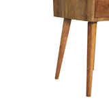 Artisan Furniture Solid Wood Mini 2-Drawer Bedside Table with Scandinavian-Style Legs – Oak-ish, Brown