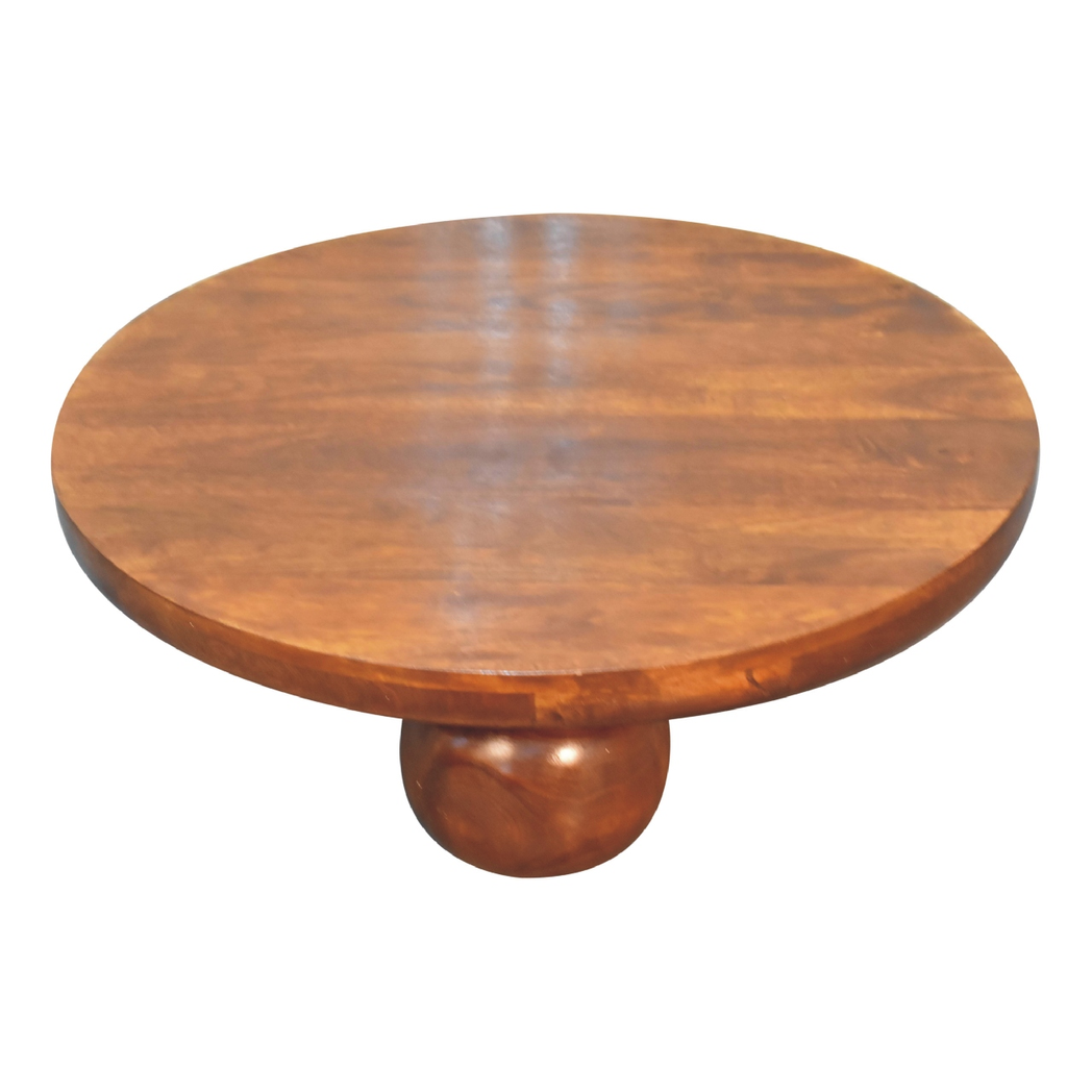 Artisan Furniture Central Ball Table in 100% Solid Mango Wood with Ball Feet – Living Room, Chestnut Brown
