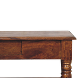 Artisan Furniture Solid Wood Turned Legs Coffee Table with 2 Drawers and Shelf – Living Room, Dark Brown
