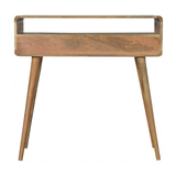Artisan Furniture Solid Wood Curved Console Table with 2 Drawers & 1 Open Slot – Oak-ish, Beige