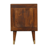 Artisan Furniture Solid Wood Manila Gold Chestnut Bedside Table, 2 Drawers & Brass Cap Feet – Brown