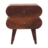 Artisan Furniture Bubble Bedside Table with 2 Drawers – Solid Mango Wood, Chestnut Finish, Brown