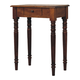 Artisan Solid Wood Turned Leg Writing Desk with Drawer – Mango Wood Study Desk, Chestnut