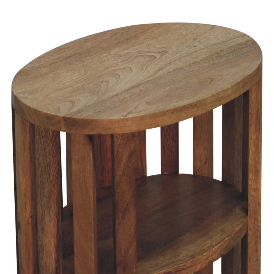 Artisan Furniture Ariella Double Shelf Bedside Table – Solid Mango Wood, Japanese-Inspired, Oak-ish, Brown