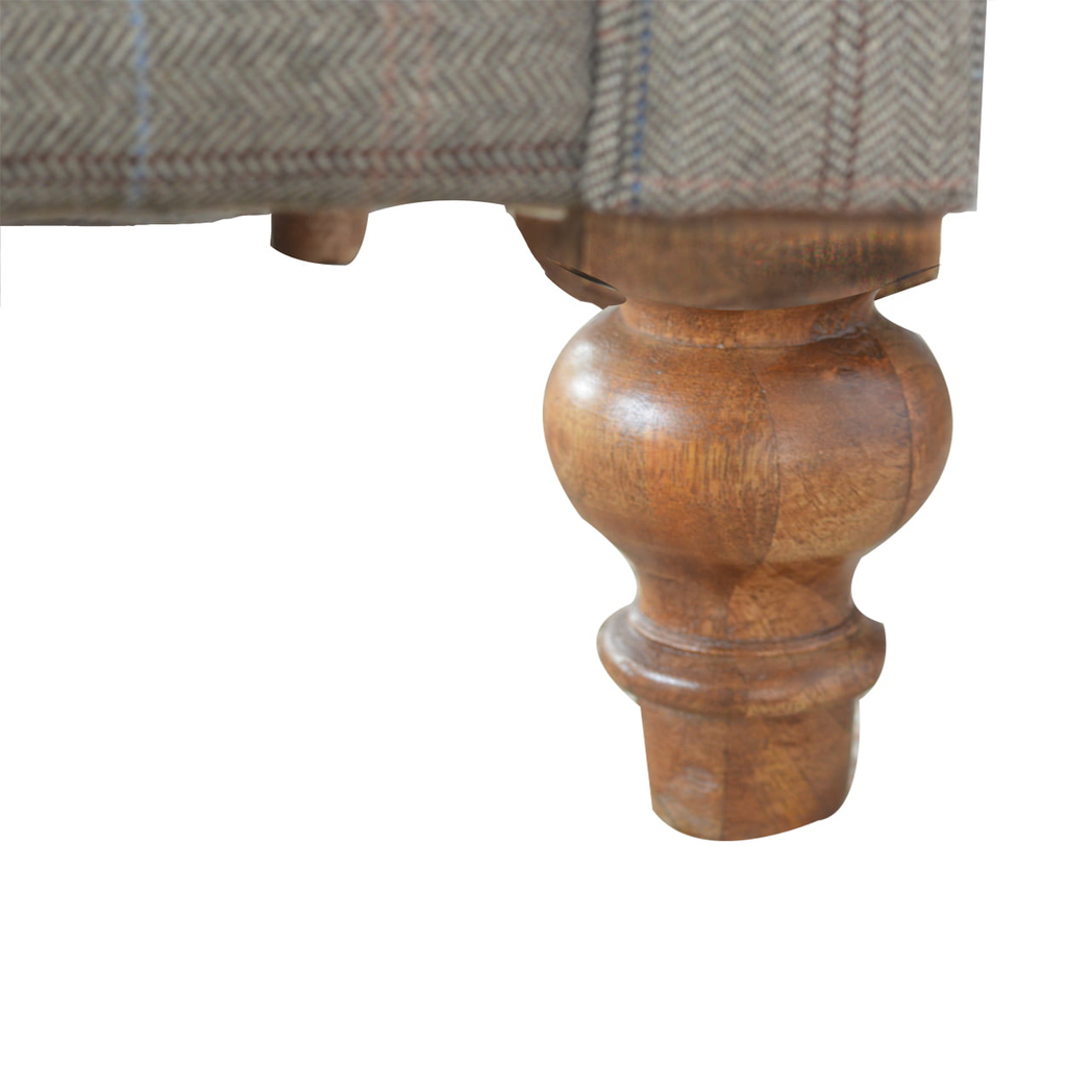 Artisan Furniture Chesterfield 2 Seater Sofa in Multi Tweed with Button Tufting – Solid Mango Wood Frame, Grey