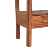 Artisan Furniture Solid Wood Caldera Bedside Stand, 1 Drawer, Open Shelf and Rattan Top – Brown