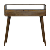 Artisan Furniture Solid Wood Curved Console Table with 2 Drawers & Open Storage – Grey-wash, Grey and Brown