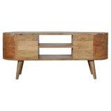 Artisan Furniture Rounded Media Unit in Solid Mango Wood, 4 Drawers & 2 Open Slots – Bedroom, Beige