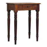 Artisan Solid Wood Turned Leg Writing Desk with Drawer – Mango Wood Study Desk, Chestnut