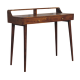 Artisan Furniture Solid Wood Elevated Console Table with 2 Drawers – Chestnut Finish Hallway Table, Dark Brown