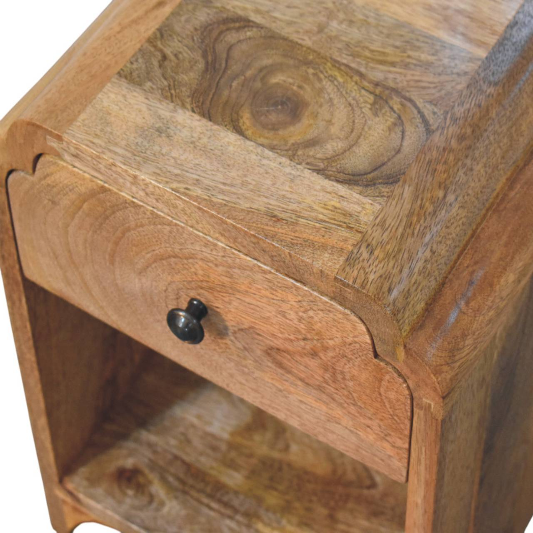 Artisan Newton Mini Solid Wood Nightstand with Drawer & Shelf – Compact Bedside Table, Brown