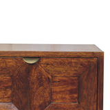 Artisan Furniture Solid Wood Quad Bedside Table with 2 Drawers – Nordic Style Mango Wood, Dark Brown