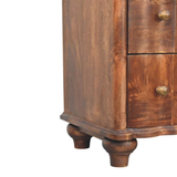 Artisan Furniture Solid Wood Camille 3 Drawer Chest with Curved Legs – Bedroom Storage, Brown