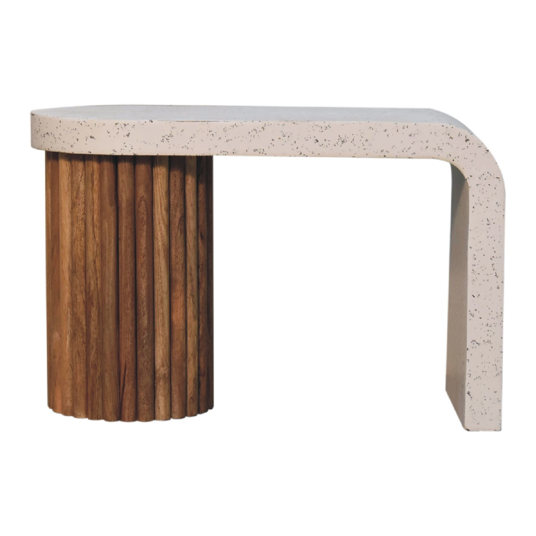 Artisan Furniture Solid Wood Serenity Coffee Table with White Terrazzo Top – Living Room Centrepiece, Brown & Grey