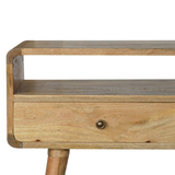 Artisan Furniture Solid Wood Curved Console Table with 2 Drawers & 1 Open Slot – Oak-ish, Beige