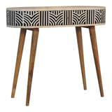 Artisan Furniture Solid Wood Edessa Bone Inlay Console Table with 1 Drawer – Boho Style, Black & White
