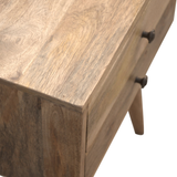 Artisan Furniture Modern Bedside Table with 2 Drawers and Nordic Wood Legs – Solid Mango Wood, Beige