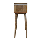 Artisan Furniture Solid Wood Curved Console Table with 2 Drawers & Open Storage – Grey-wash, Grey and Brown