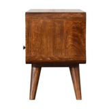 Artisan Mini Curved Solid Wood Media Unit with 2 Drawers – Compact TV Storage for Small Spaces, Chestnut