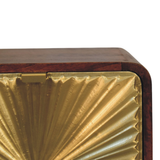 Artisan Furniture Solid Wood Avora Brass Embossed Nightstand with 2 Doors – Chestnut Finish, Brown and Gold