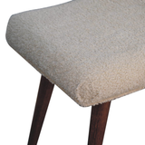 Artisan Furniture Solid Wood Boucle Curved Bench – Upholstered Hallway & Bedroom Seat, Honey Caramel Legs, Cream