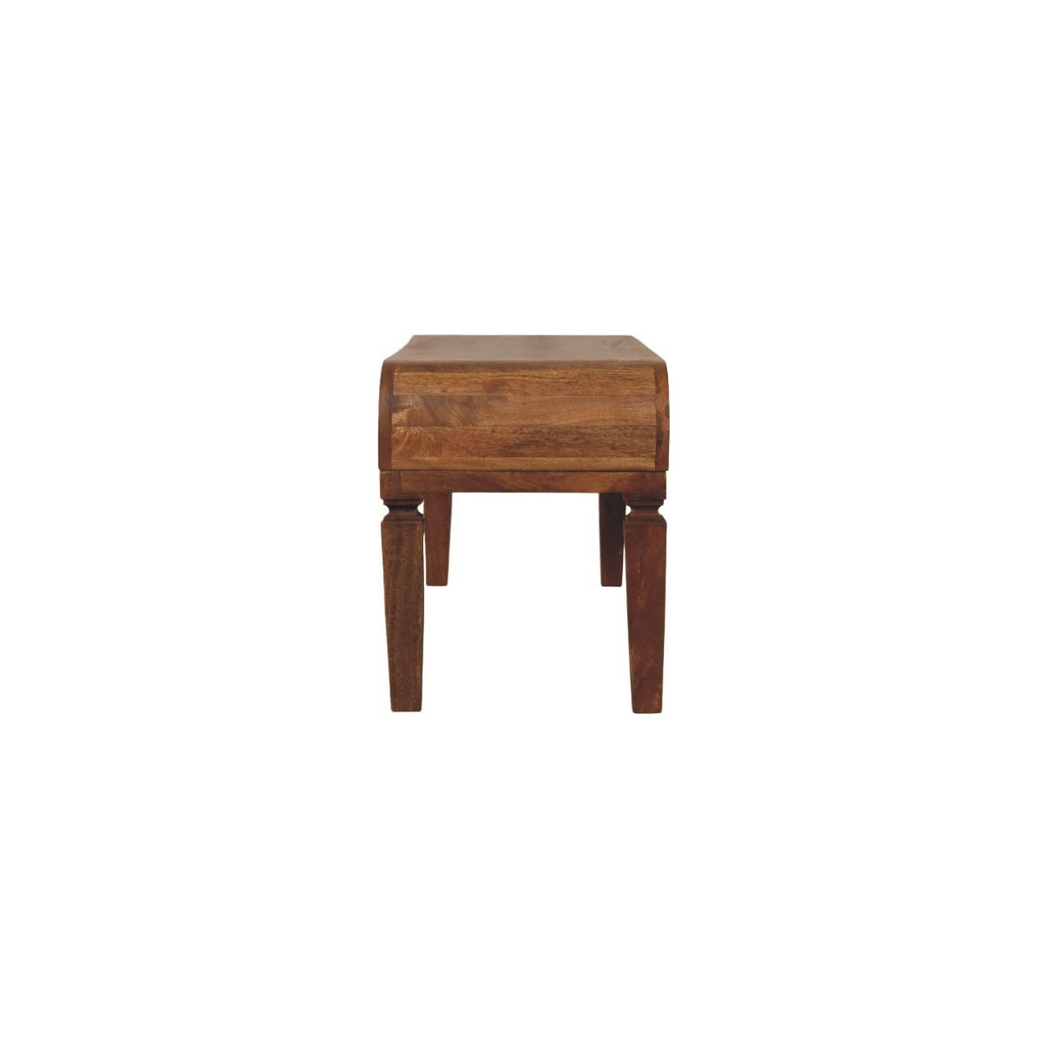 Artisan Furniture Solid Wood Arcus Coffee Table – Handcrafted Mango Wood, Amber Oak Finish, Beige