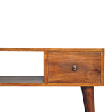 Artisan Furniture Solid Wood Classic Chestnut Coffee Table with 2 Drawers & 2 Open Slots – Dark Brown