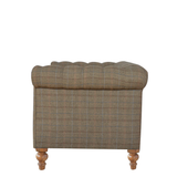 Artisan Furniture Chesterfield 2 Seater Sofa in Multi Tweed with Button Tufting – Solid Mango Wood Frame, Grey