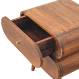 Artisan Furniture Bubble Bedside Table with 2 Drawers – Solid Mango Wood, Chestnut Finish, Brown