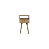Artisan Mini Solid Mango Wood Bedside Table with Drawer & Open Slot – Compact Bedroom Storage, Beige