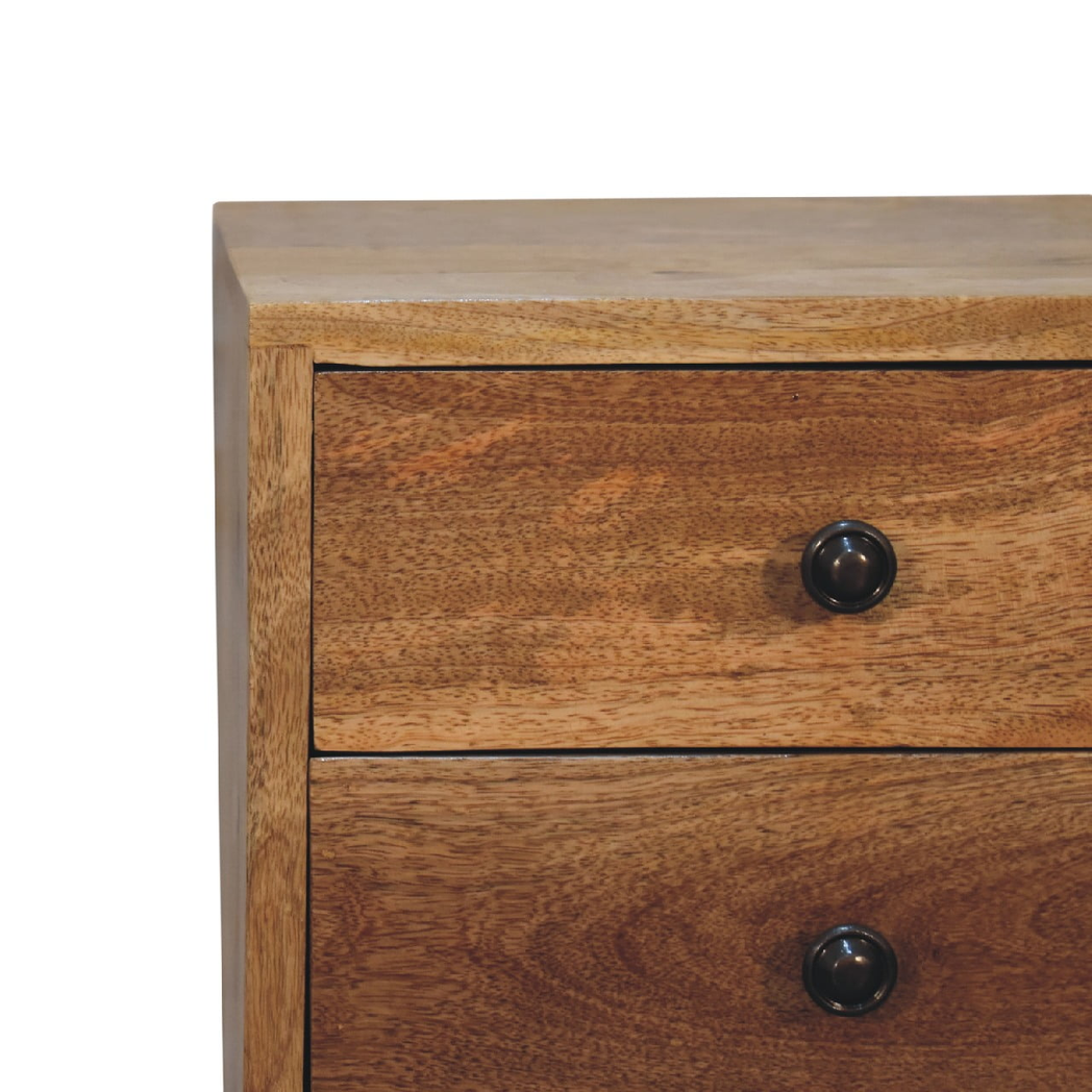 Artisan Furniture Solid Wood Mini 2-Drawer Bedside Table with Scandinavian-Style Legs – Oak-ish, Brown