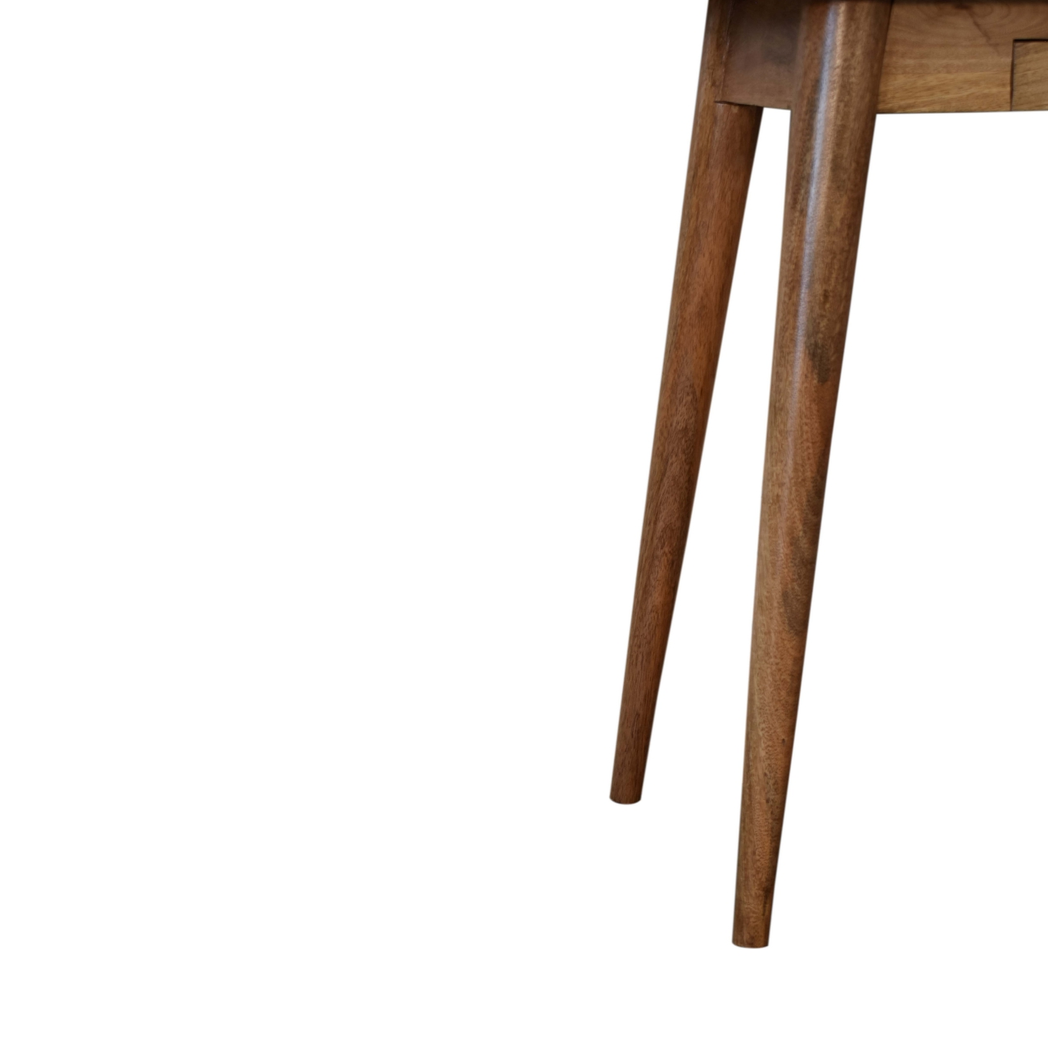 Artisan Furniture Solid Mango Wood Mini Nordic Style Writing Desk with 1 Drawer – Oak-ish Finish, Brown