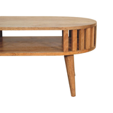 Artisan Ariella Solid Wood Coffee Table with Open Slot – Japandi Style Living Room Furniture, Brown