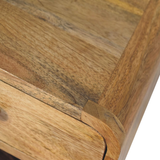 Artisan Mini Solid Wood Floating Bedside Table with Drawer & Open Shelf – Wall-Mounted, Oak-Look Finish