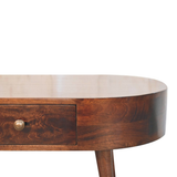 Artisan Furniture Solid Wood California Walnut Rounded Coffee Table with Drawer – Nordic Legs, Dark Brown