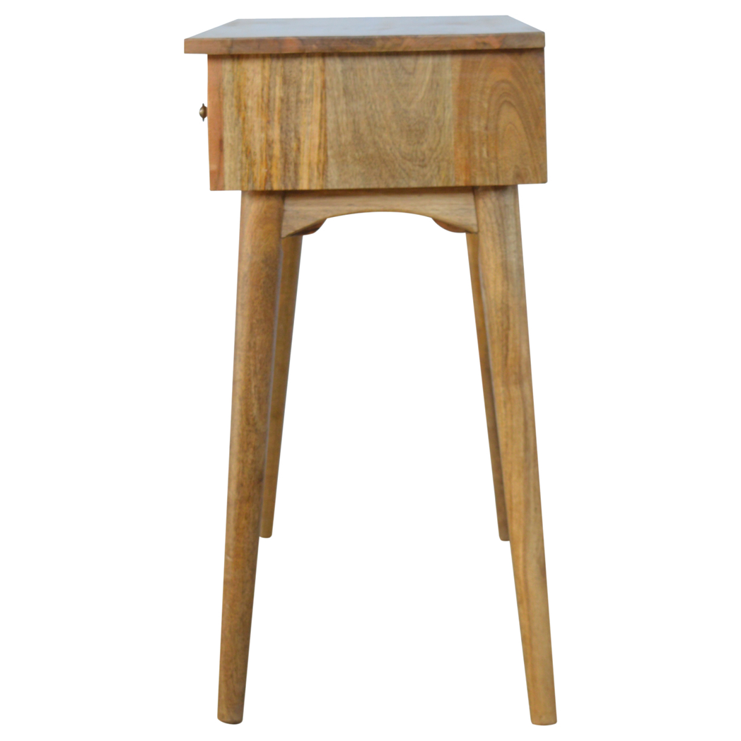 Artisan Furniture Solid Wood 3 Drawer Console Table, Nordic Style Hallway Storage – Slim Mango Wood, Brown