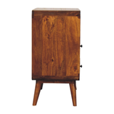 Artisan Furniture Solid Wood Curved Nordic Charm Chest with 2 Drawers and Shelf – Mid-Century, Dark Brown