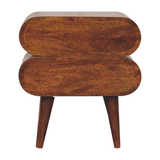 Artisan Furniture Bubble Bedside Table with 2 Drawers – Solid Mango Wood, Chestnut Finish, Brown