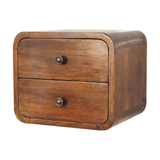 Artisan Furniture Mango Wood Floating Mini Bedside Table with 2 Drawers – Wall-Mounted, Chestnut