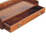 Artisan Furniture Solid Wood Belmont Wall-Mounted Console Shelf with 1 Drawer – Space-Saving Entryway Storage, Dark Brown