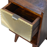 Artisan Furniture Mini Manila Gold Bedside Table with 1 Drawer & Open Shelf – Chestnut Finish, Brown