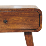 Artisan Furniture Solid Wood Avora Nightstand with 1 Drawer – Mid-Century Bedside Table, Chestnut Brown