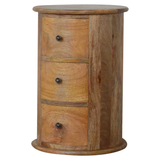 Artisan Furniture 3 Drawer Drum Chest – Handcrafted Solid Fruitwood Chest of Drawers, Brown