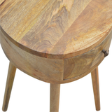 Artisan Furniture Solid Wood Nordic Circular Bedside Table with 1 Drawer – Oak-Ish Finish, Beige
