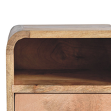 Artisan Furniture Extra Mini Wall Mounted Curved Bedside Table, 1 Drawer & Open Shelf – Solid Mango Wood