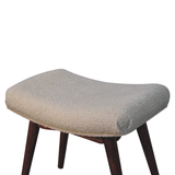 Artisan Furniture Solid Wood Boucle Curved Bench – Upholstered Hallway & Bedroom Seat, Honey Caramel Legs, Cream