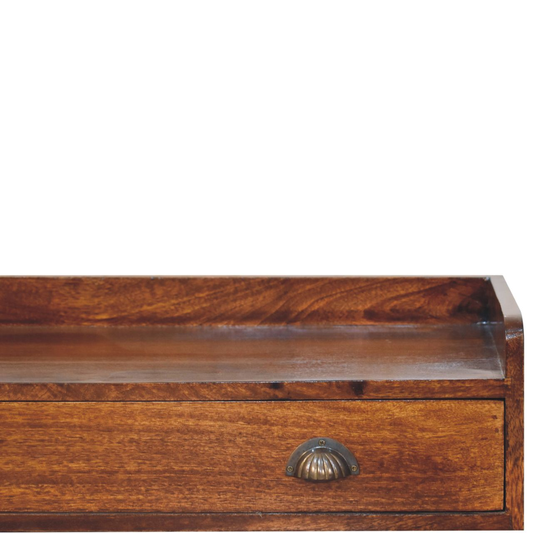 Artisan Furniture Solid Wood Belmont Wall-Mounted Console Shelf with 1 Drawer – Space-Saving Entryway Storage, Dark Brown