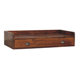 Artisan Furniture Solid Wood Belmont Wall-Mounted Console Shelf with 1 Drawer – Space-Saving Entryway Storage, Dark Brown