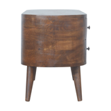 Artisan Furniture Rounded Media Unit in Solid Mango Wood, 4 Drawers & 2 Open Slots – Living Room, Chestnut